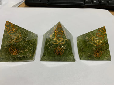 Green Peridot Om Healing Orgone Pyramid-Your Soul Place